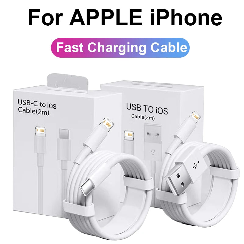 Cabo USB original de 30 W para Apple iPhone 14 13 12 11 Pro Max 7 8 Plus XS XR Carregamento rápido USB C para iOS