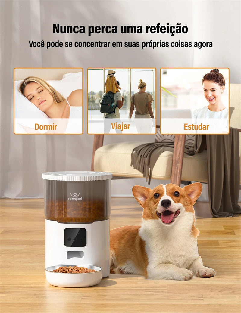 Alimentador de temporização para cães e gatos 4L, aplicativo inteligente, alimentador para cães e gatos ou outros animais de estimação