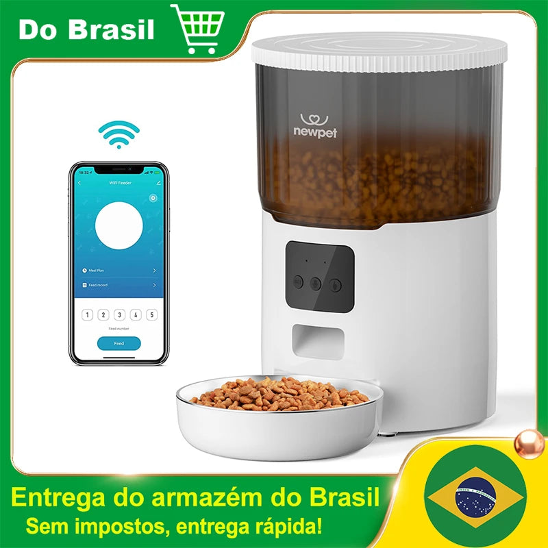 Alimentador de temporização para cães e gatos 4L, aplicativo inteligente, alimentador para cães e gatos ou outros animais de estimação