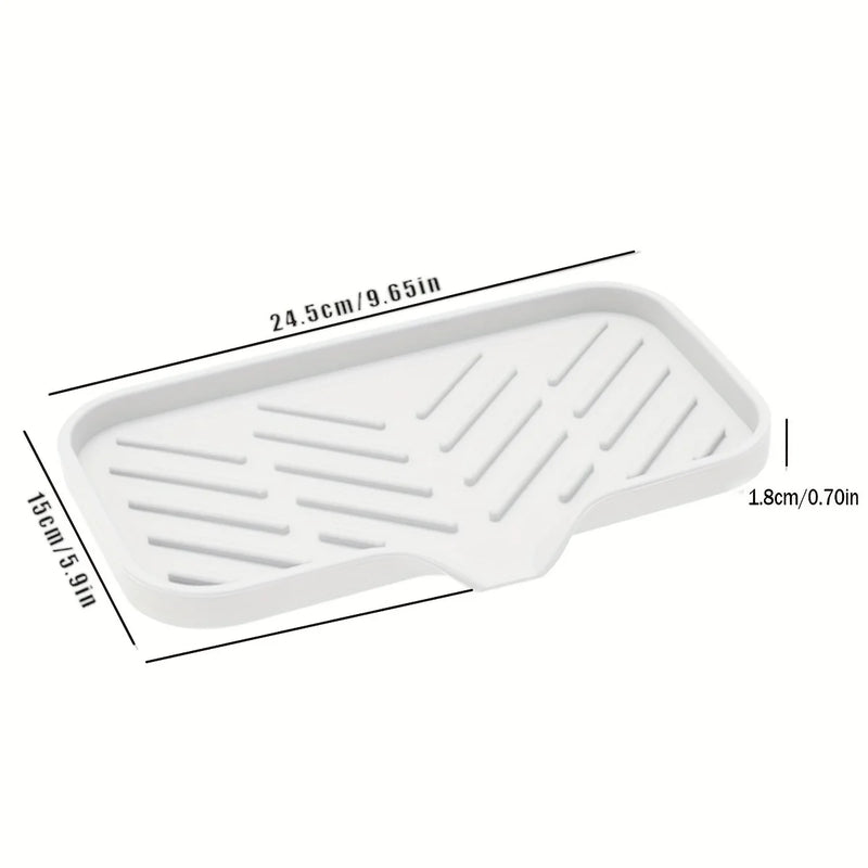 Bandeja de silicone para pia com dreno, suporte para armazenamento de esponja de sabão