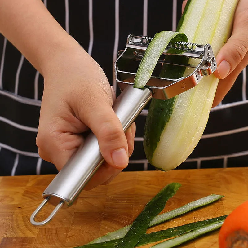 Descascador de cozinha multifuncional Descascador de vegetais e frutas Aço inoxidável Fatiador de batata durável