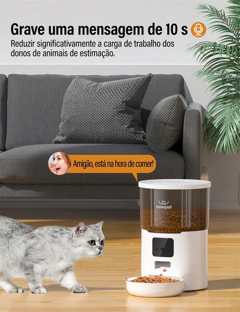 Alimentador de temporização para cães e gatos 4L, aplicativo inteligente, alimentador para cães e gatos ou outros animais de estimação